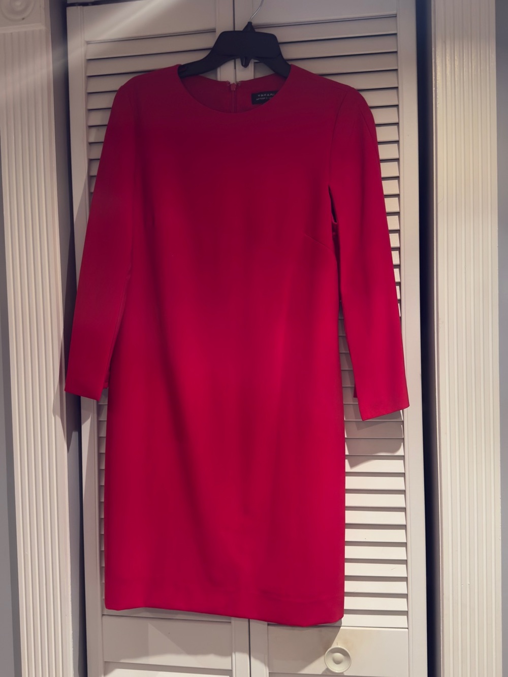 Tahari Bold Red Long-Sleeve Sheath Dress